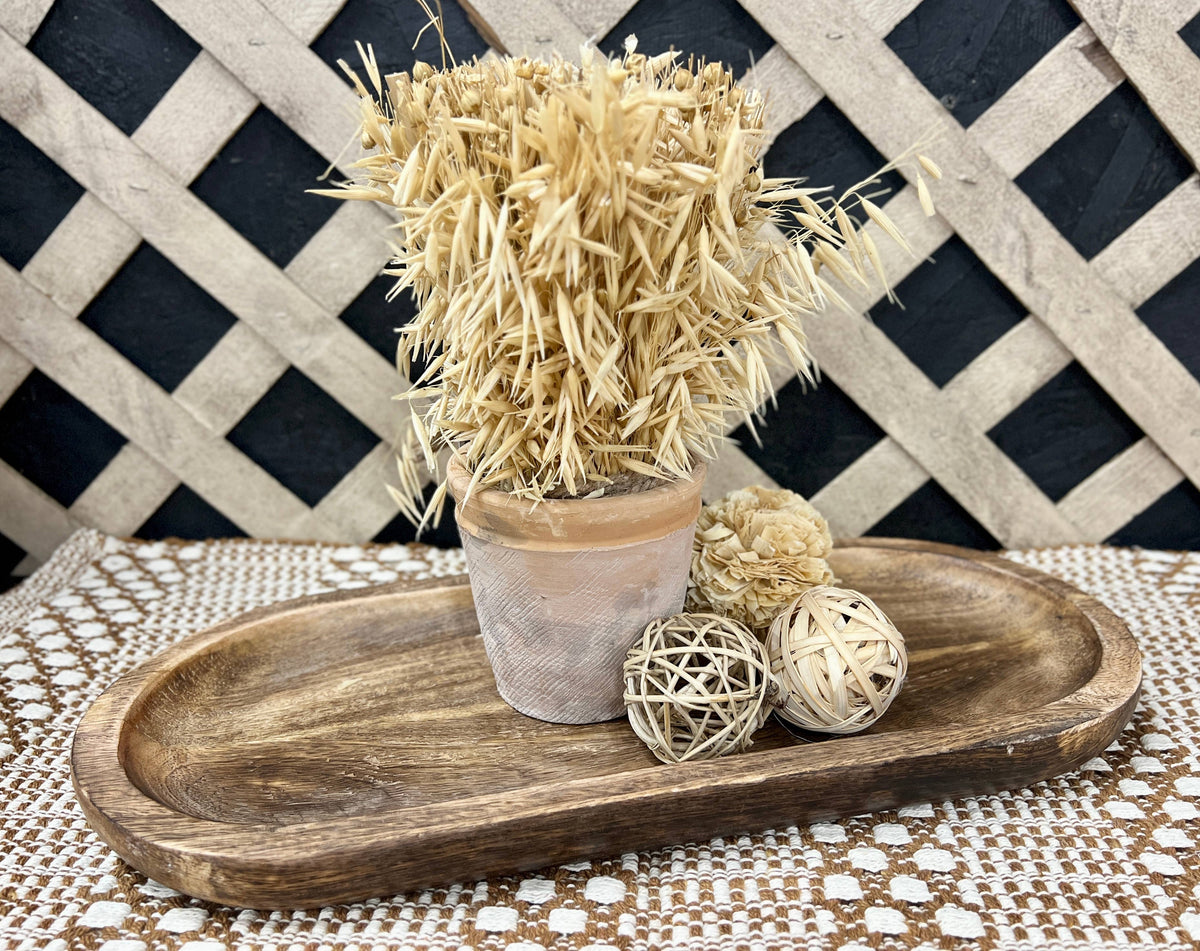 Dark Wood Oval Tray 18x8x1in
