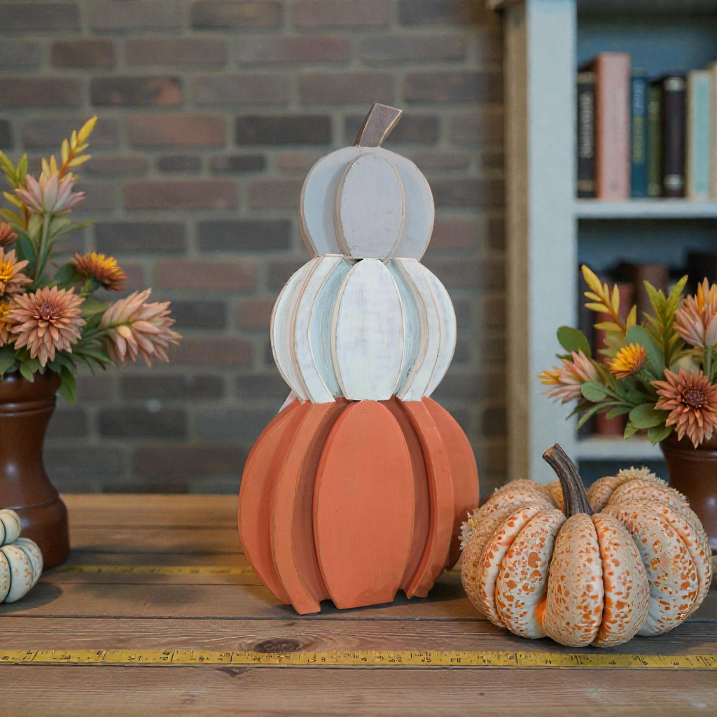 Wooden Trio Pumpkins