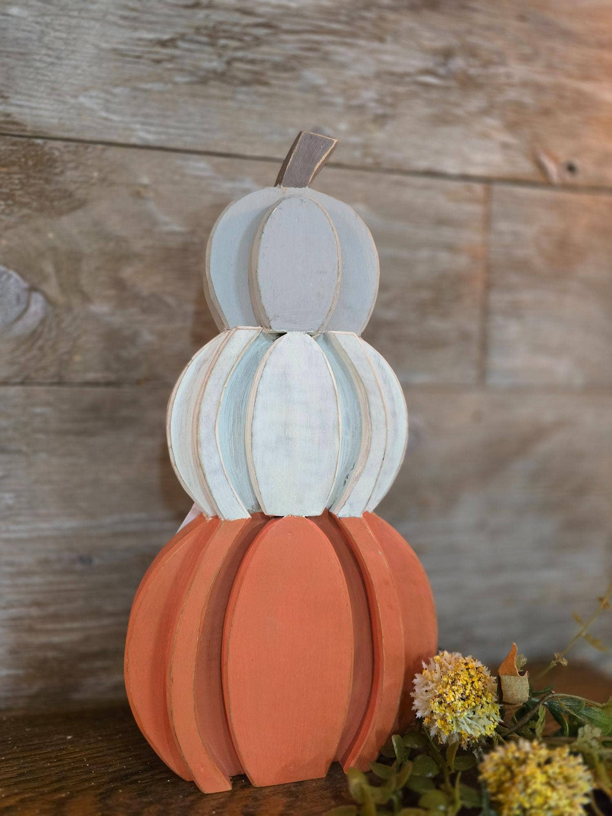 Wooden Trio Pumpkins