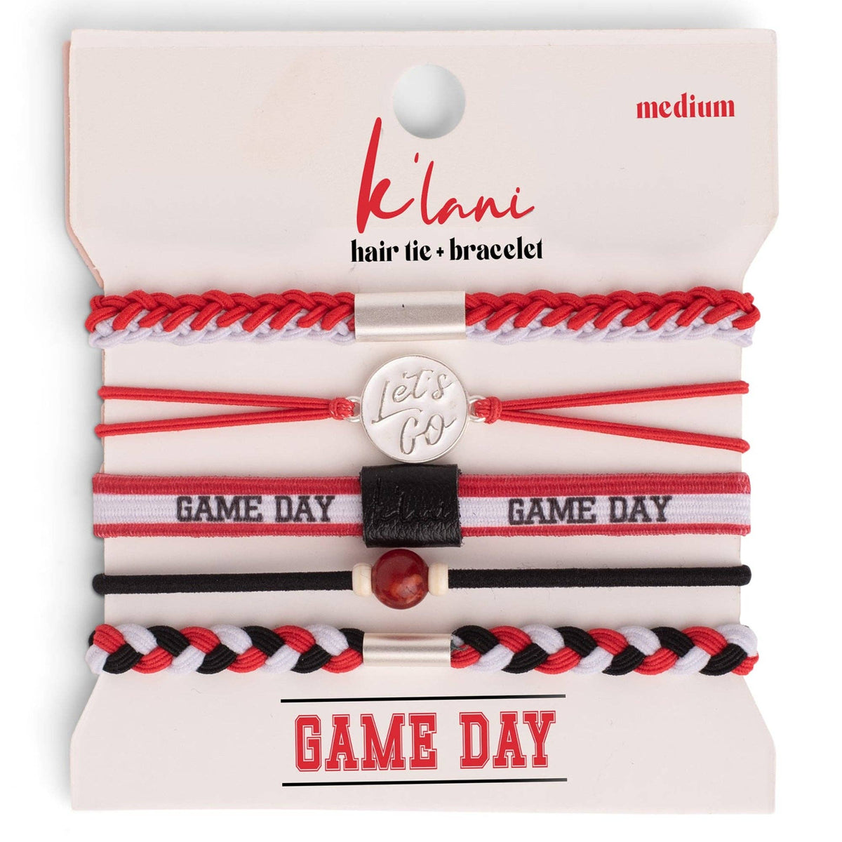 Hair Tie + Bracelet - Game Day (Red)